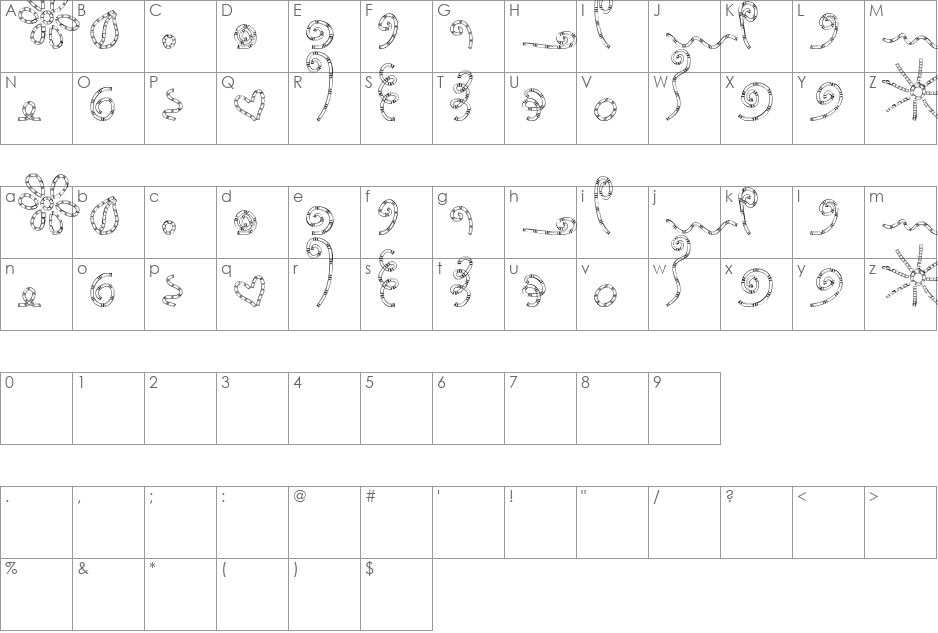 MTF_CHUNKIEDOODLE font character map preview