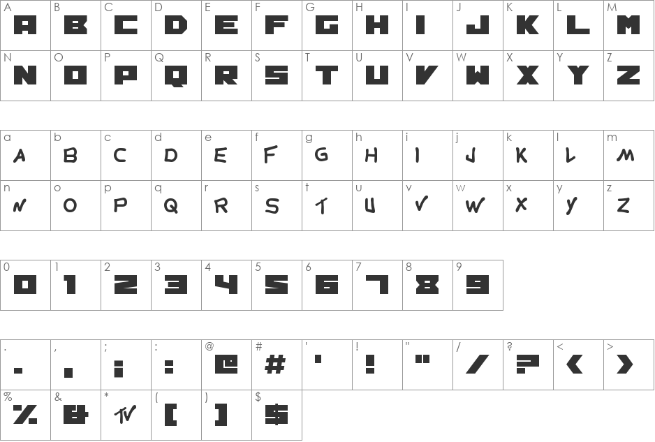 MTV font character map preview