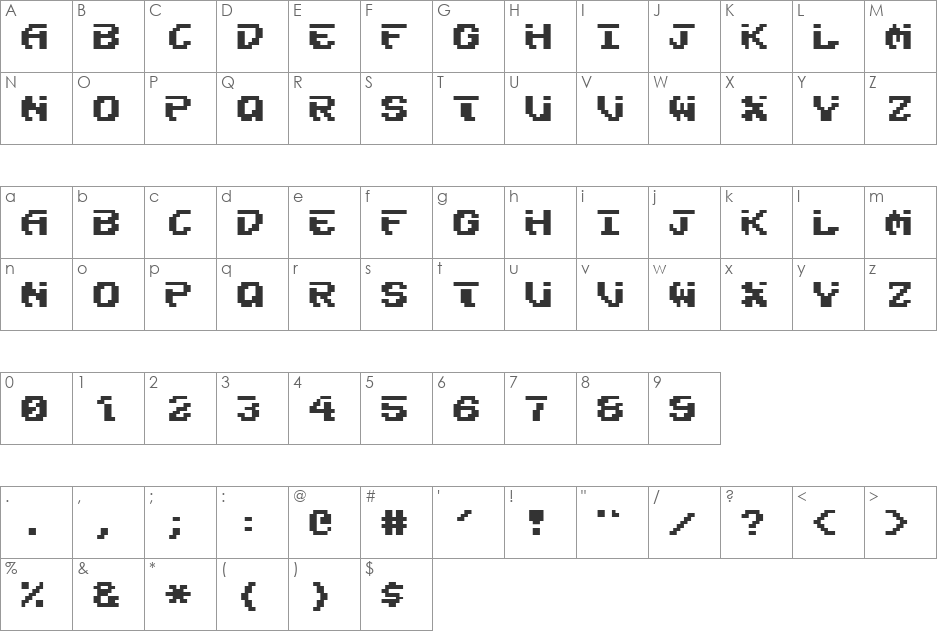 Much More font character map preview