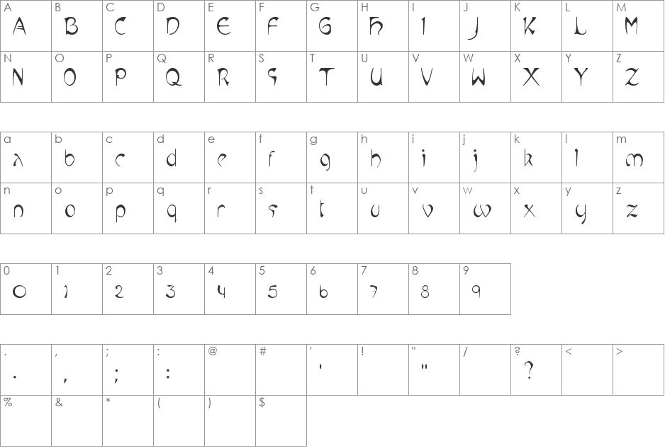 MuchaLike font character map preview