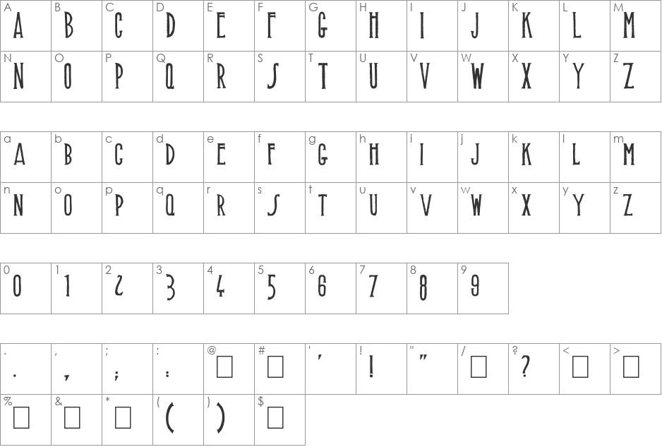 Muffaroo font character map preview