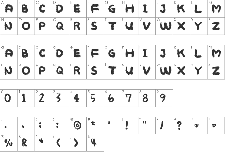 MUKOKUSEKI KITCHEN font character map preview