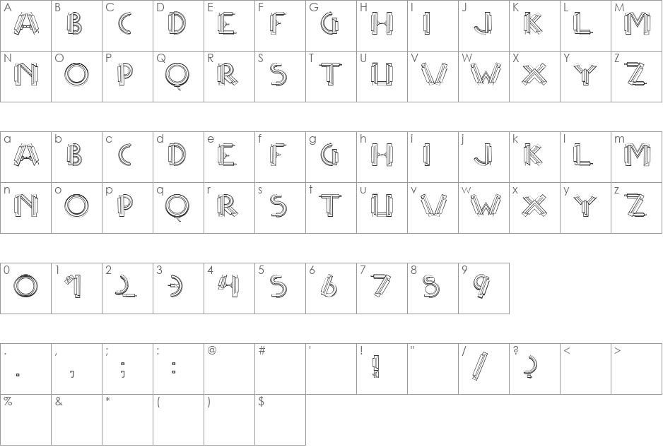 MultiCapsTwo font character map preview
