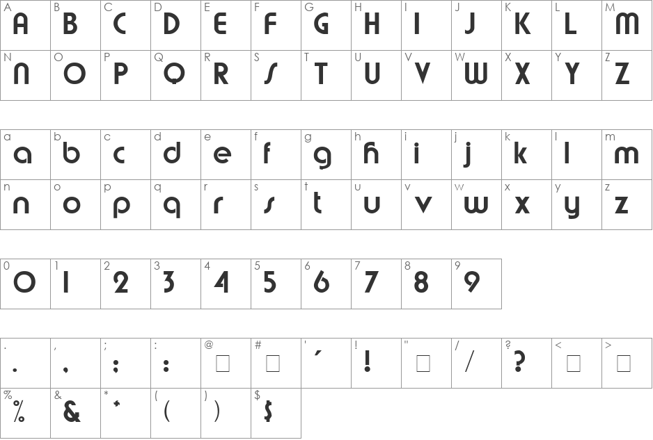 Mumbo Display SSi font character map preview
