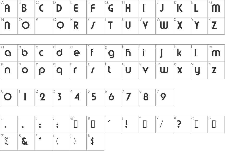 MumboDisplaySSK font character map preview