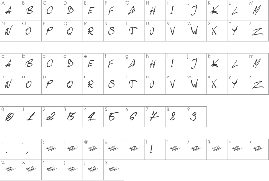 Mumendoom font character map preview