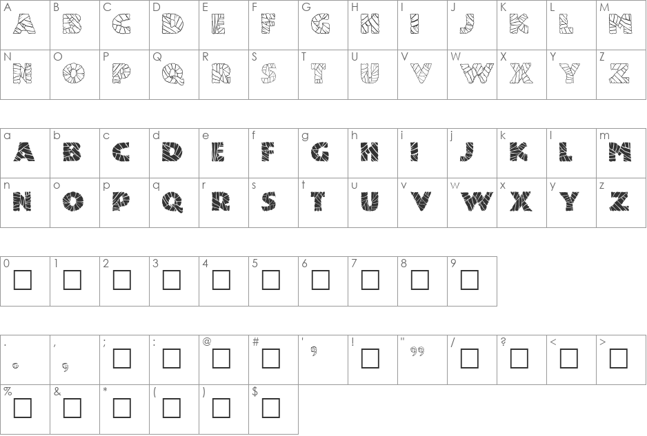 Mummified font character map preview