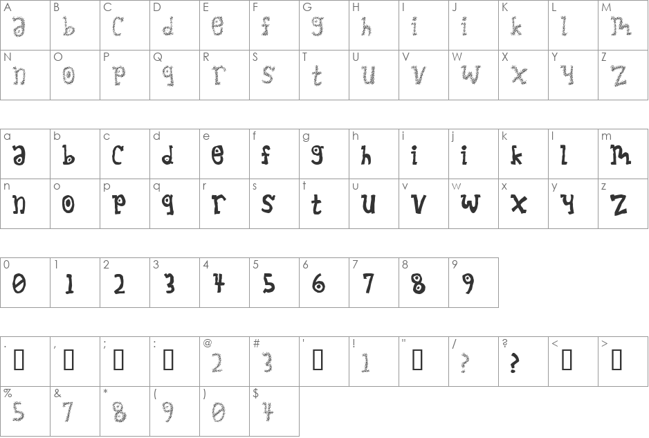 Muncheekin font character map preview
