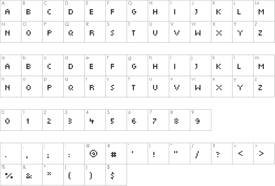 Munro Small font character map preview