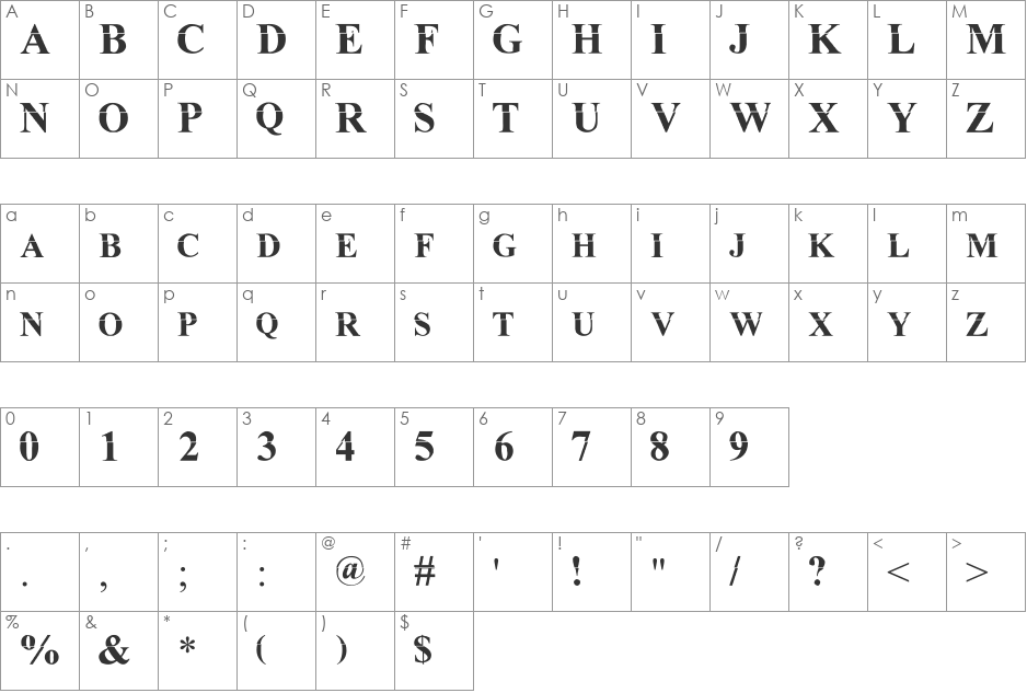 MuRdOiNk font character map preview