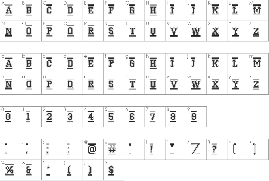 a_CampusGrDcFr font character map preview