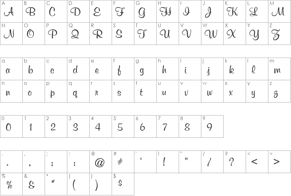 Murray Bold font character map preview