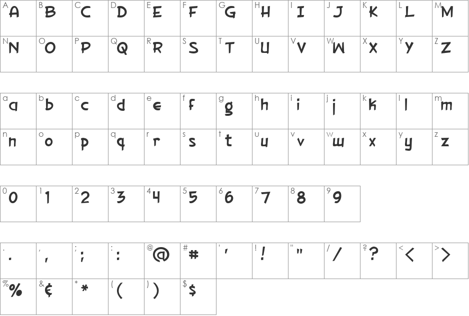 Musambi font character map preview