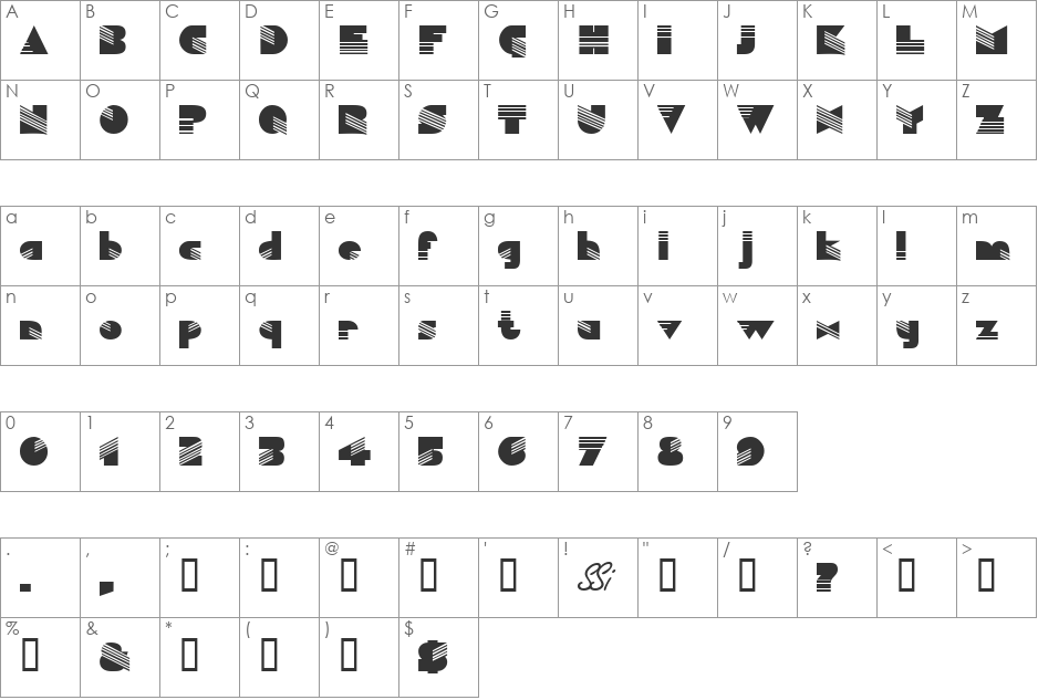MuseDisplaySSi font character map preview
