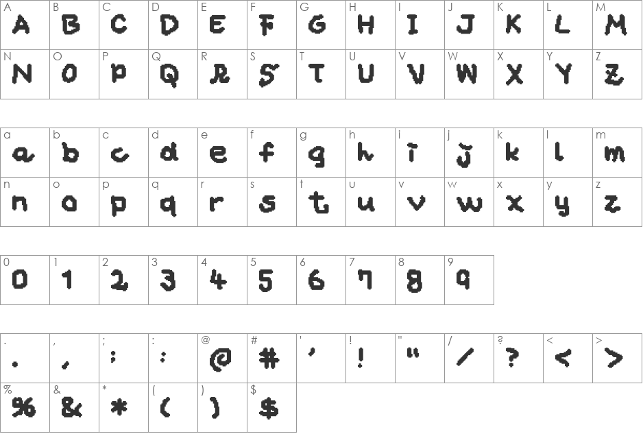 musekinin font character map preview