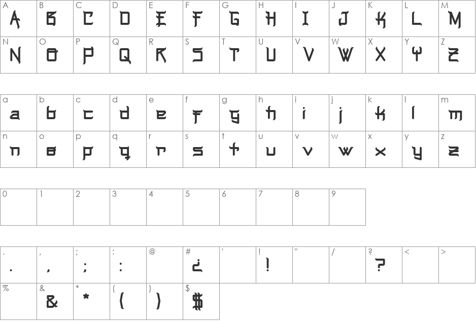 Music Warrior font character map preview