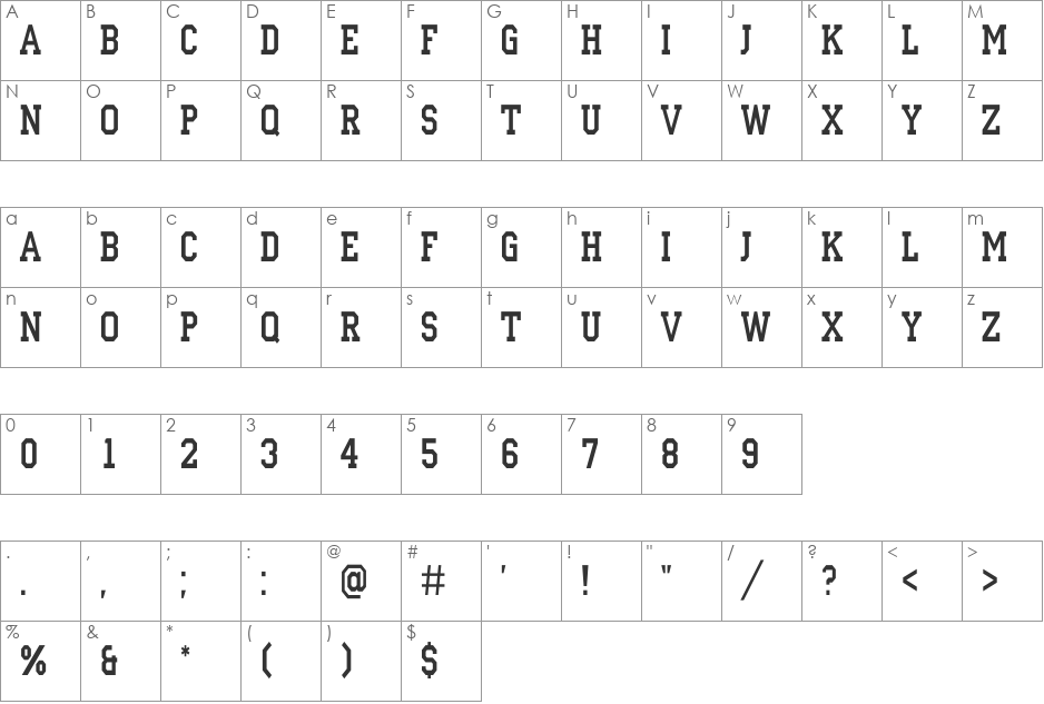 a_CampusNr font character map preview