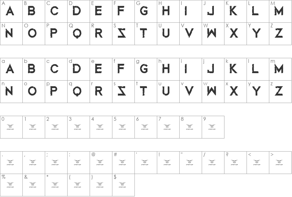 Mustafar Reloaded font character map preview