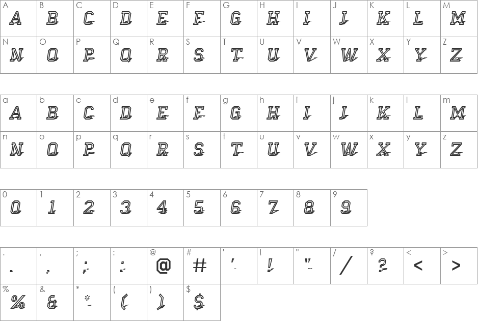 a_CampusOtl3DShad font character map preview