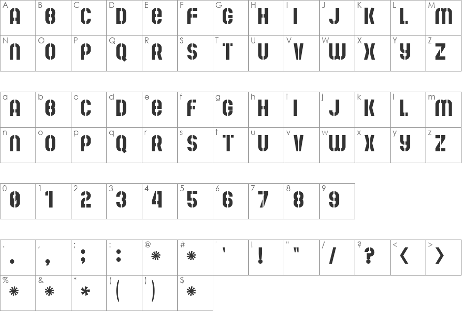 Mute Fruit font character map preview