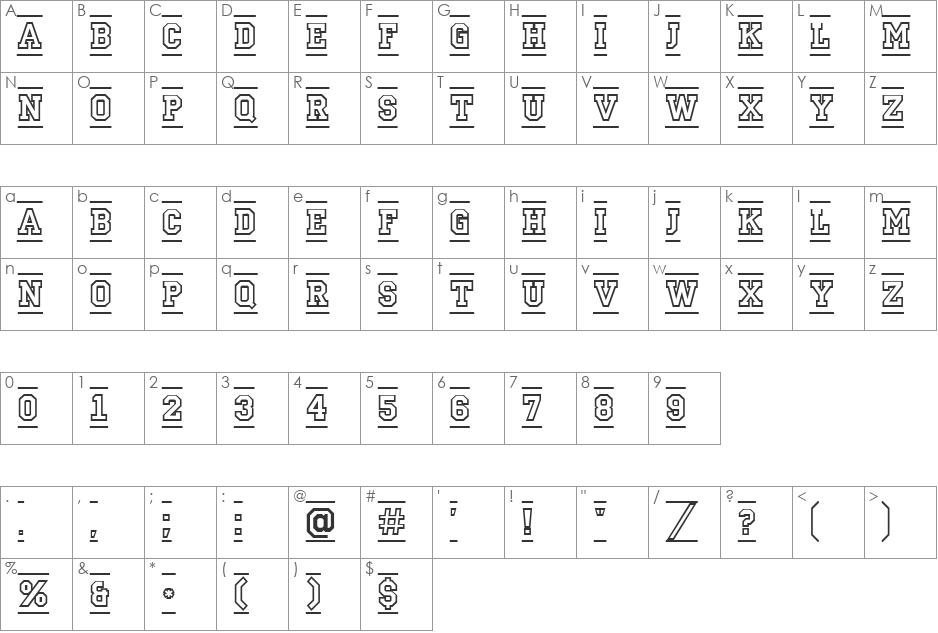 a_CampusOtlDcFr font character map preview