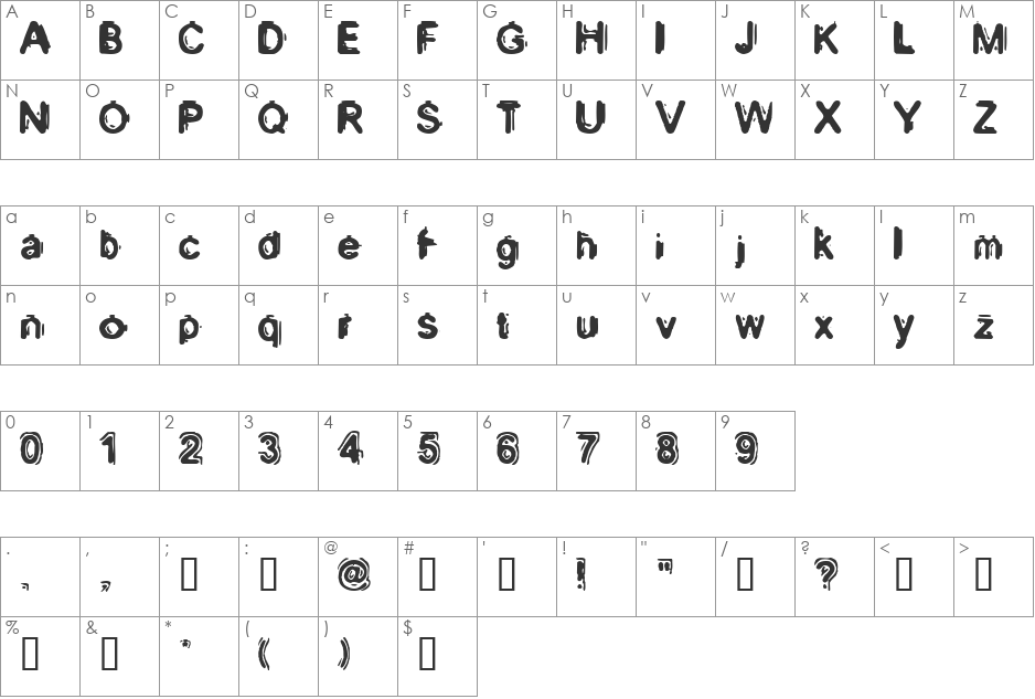 Muzzle font character map preview
