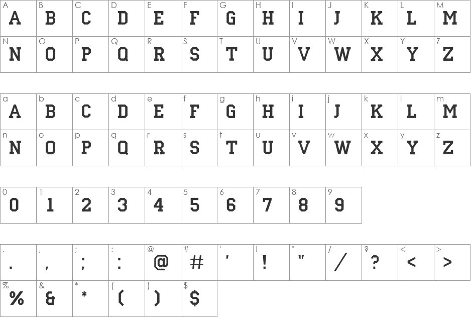 a_CampusRg font character map preview
