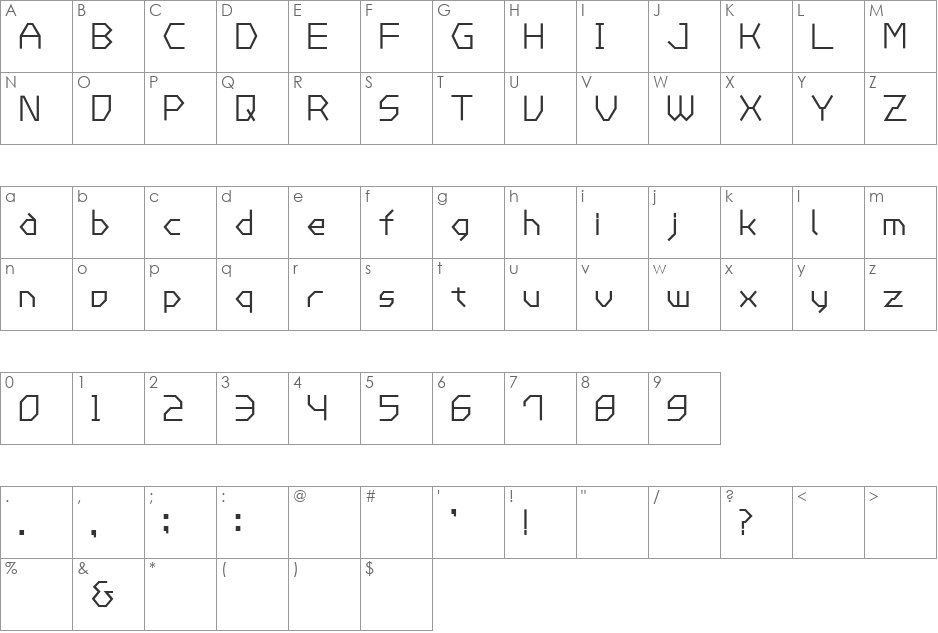 MW BISHOP font character map preview