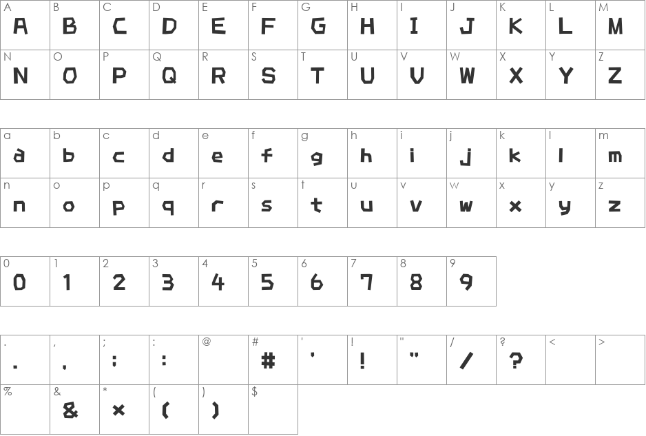 MW BRICK font character map preview