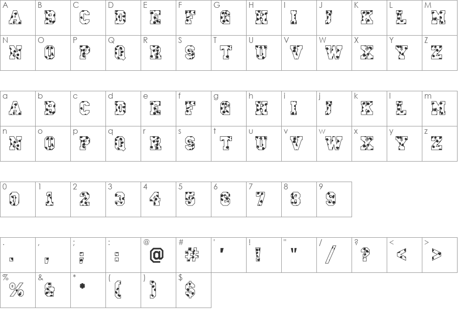 a_CampusSpots font character map preview