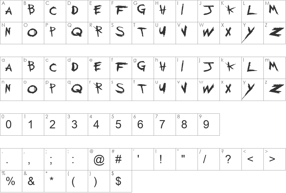 My Chemical Romance font character map preview