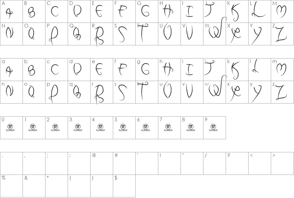 my dark halloween font character map preview