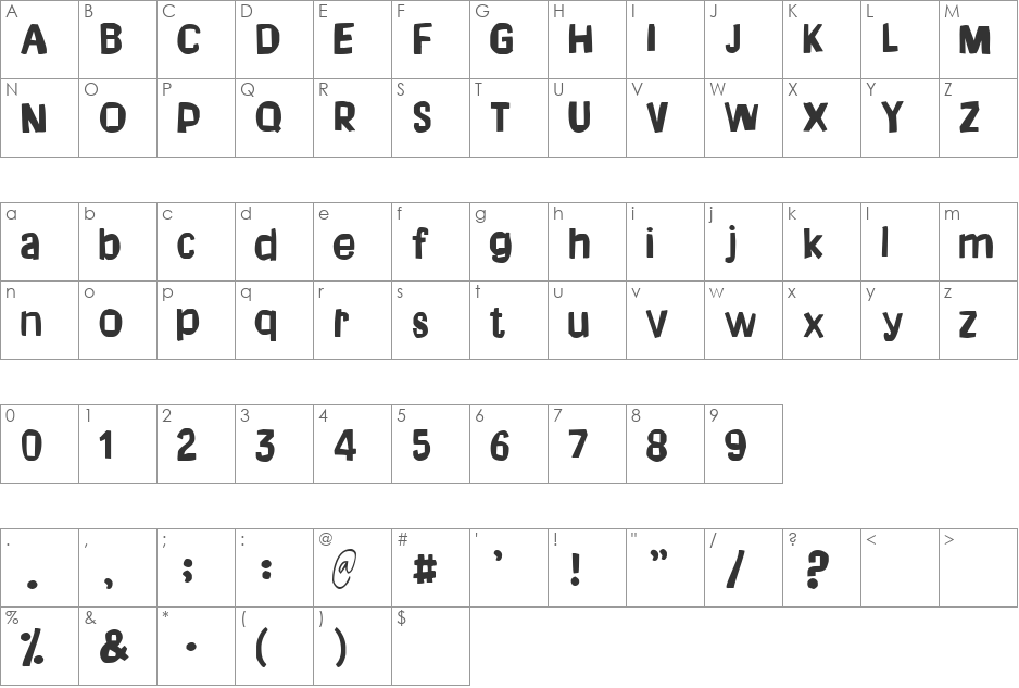 My Dream font character map preview