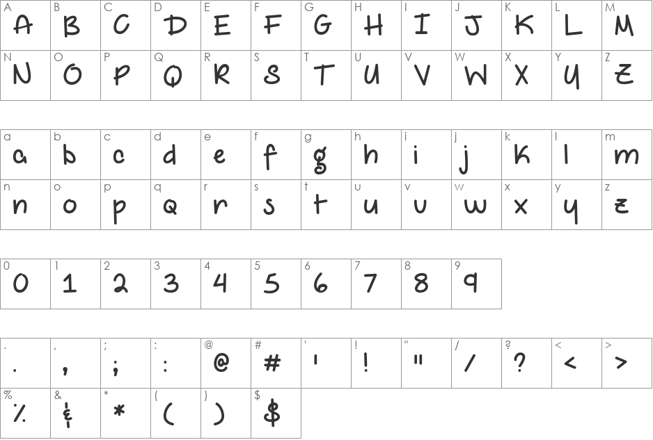 My Epic Selfie Demo font character map preview