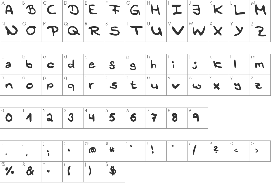 My first font character map preview