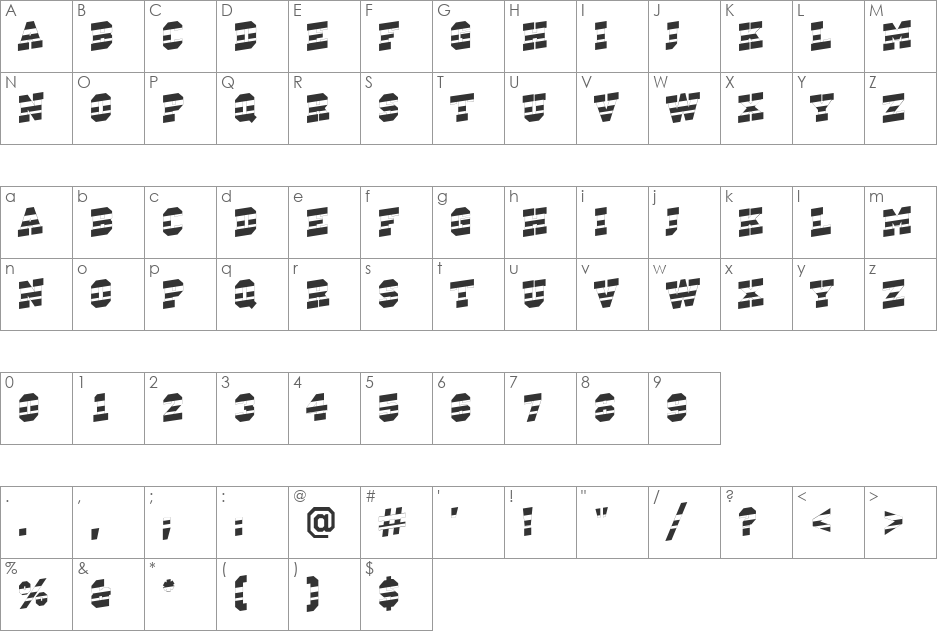 a_CampusStripUp font character map preview