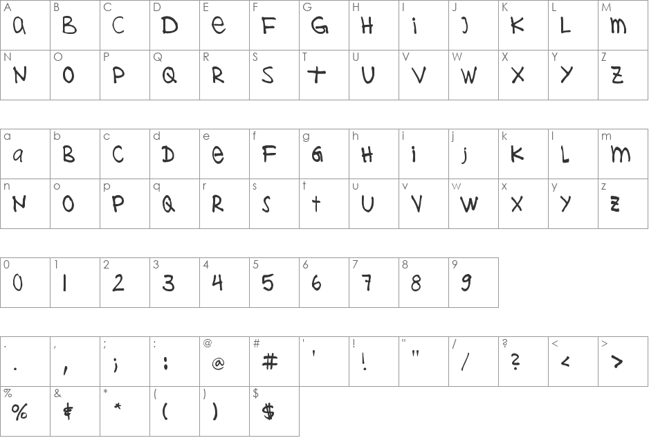 MY First Font font character map preview