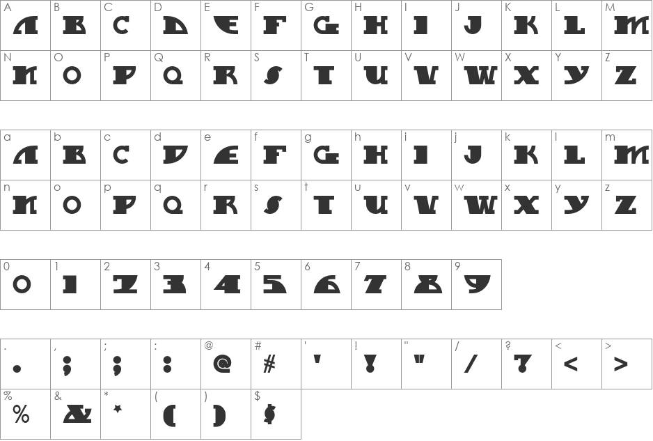 My Gal Swoopy NF font character map preview