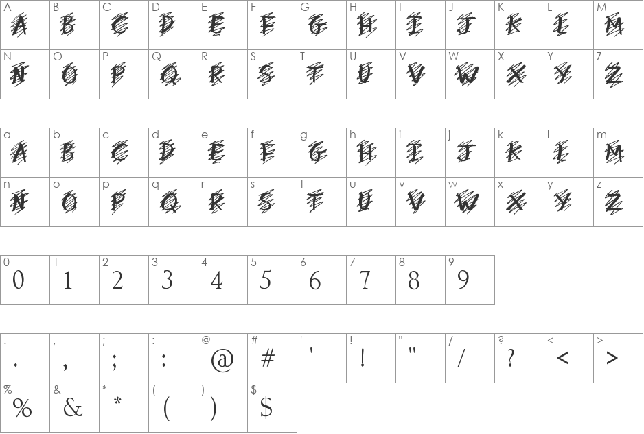 my mistake font character map preview