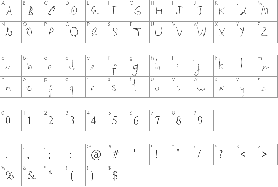 My Mom font character map preview
