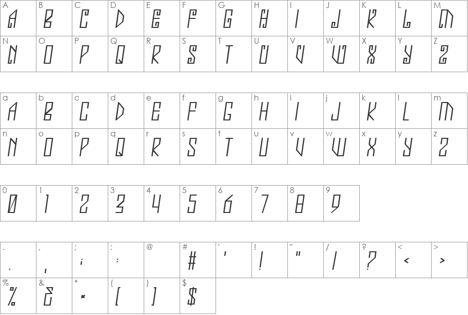 My Obsession font character map preview