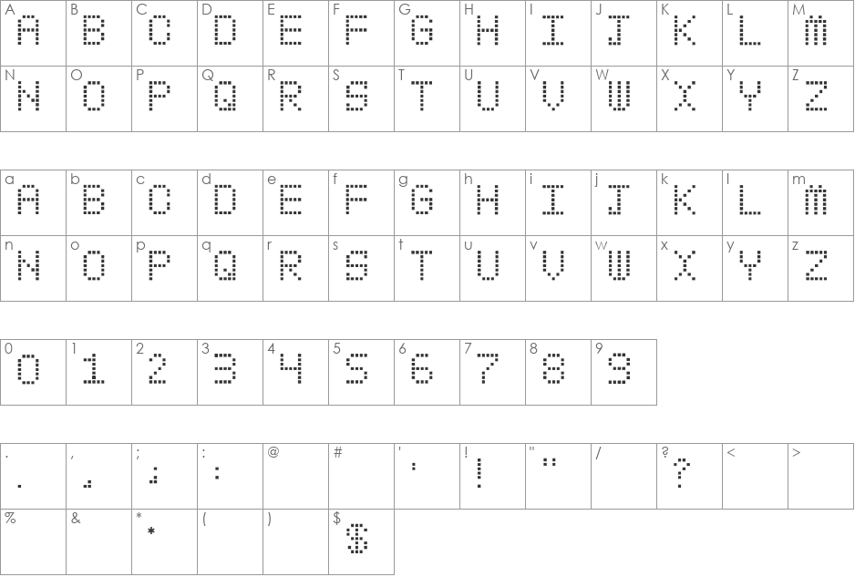 My Pager font character map preview