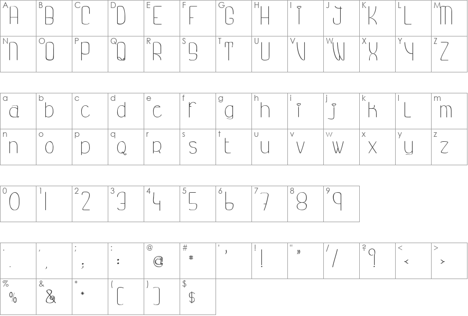 My princess likes a frog font character map preview