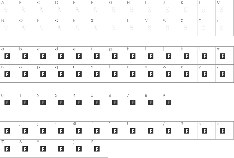 N.E. Cyborg Braille font character map preview
