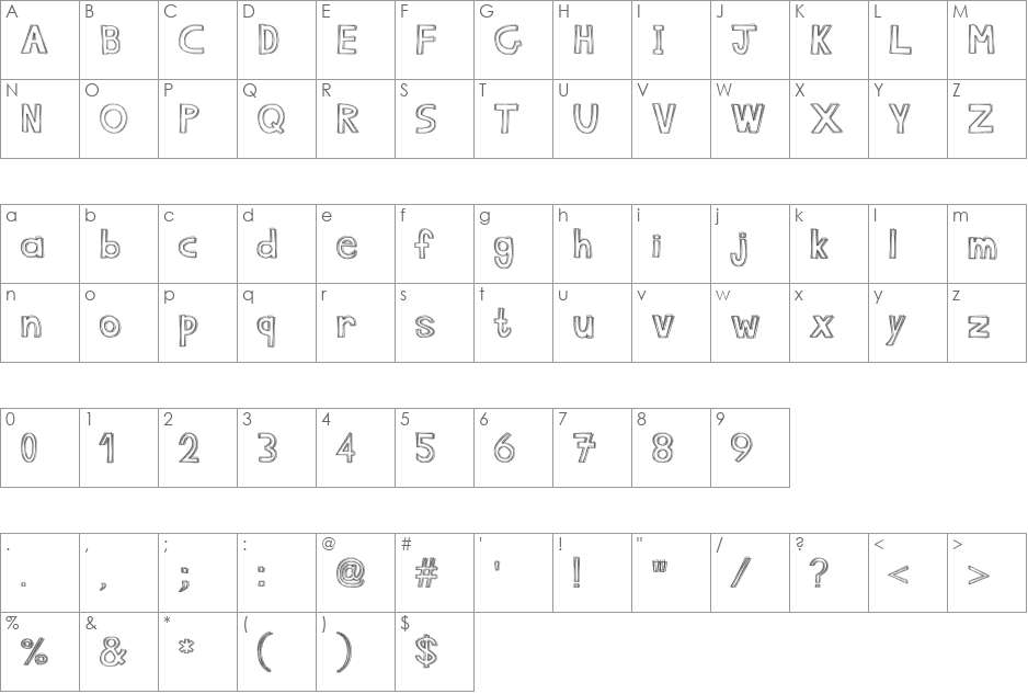N0t PerFect font character map preview