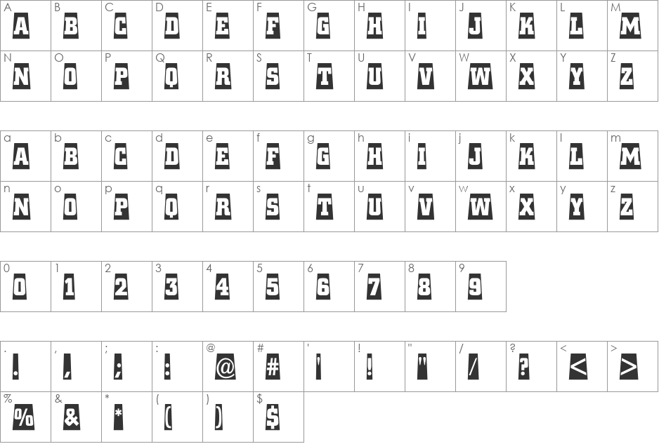 a_CityNovaTtlCmSp font character map preview