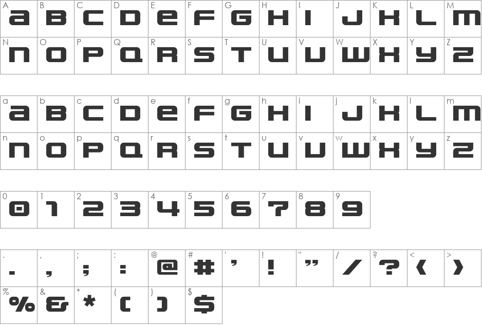 NAKAMURA font character map preview