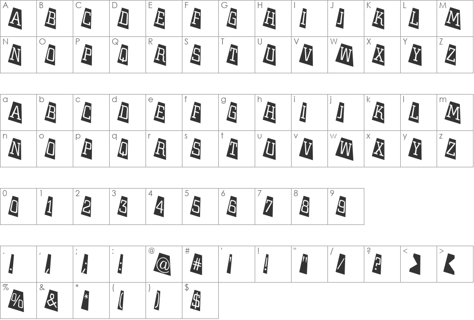 a_CityNovaTtlCmTwLt font character map preview