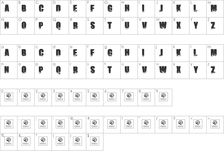 Names Brutas font character map preview
