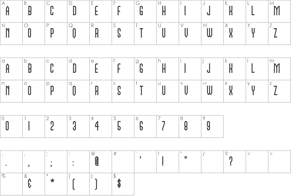 NamesakeNF font character map preview